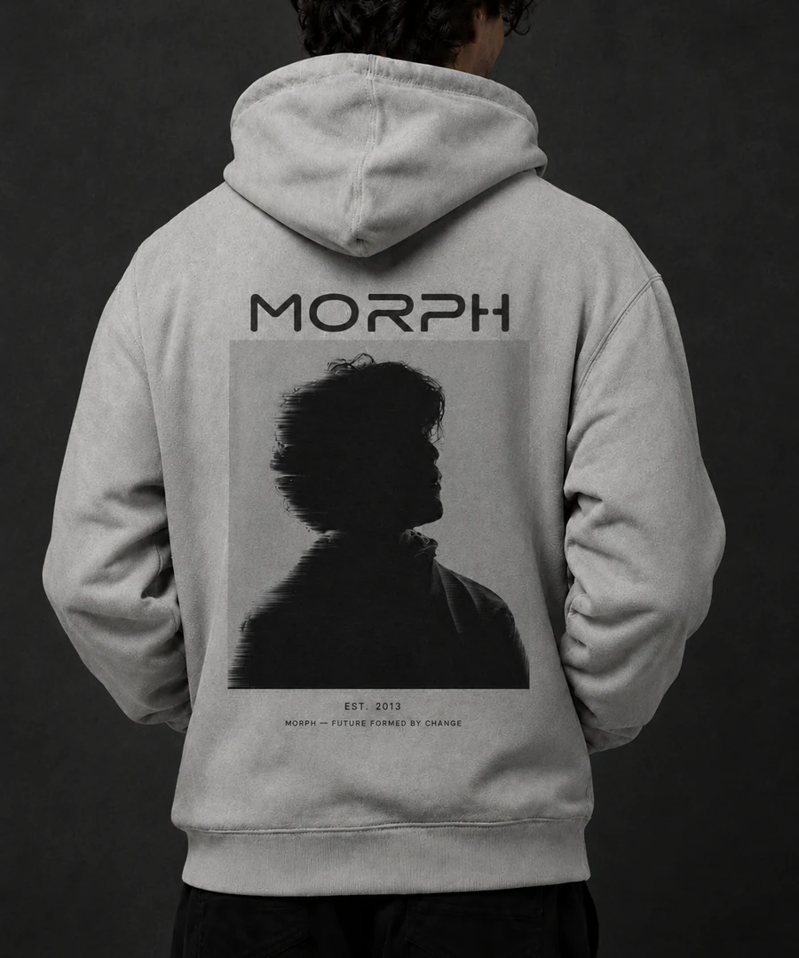 Grauer Hoodie mit Morph Motiv