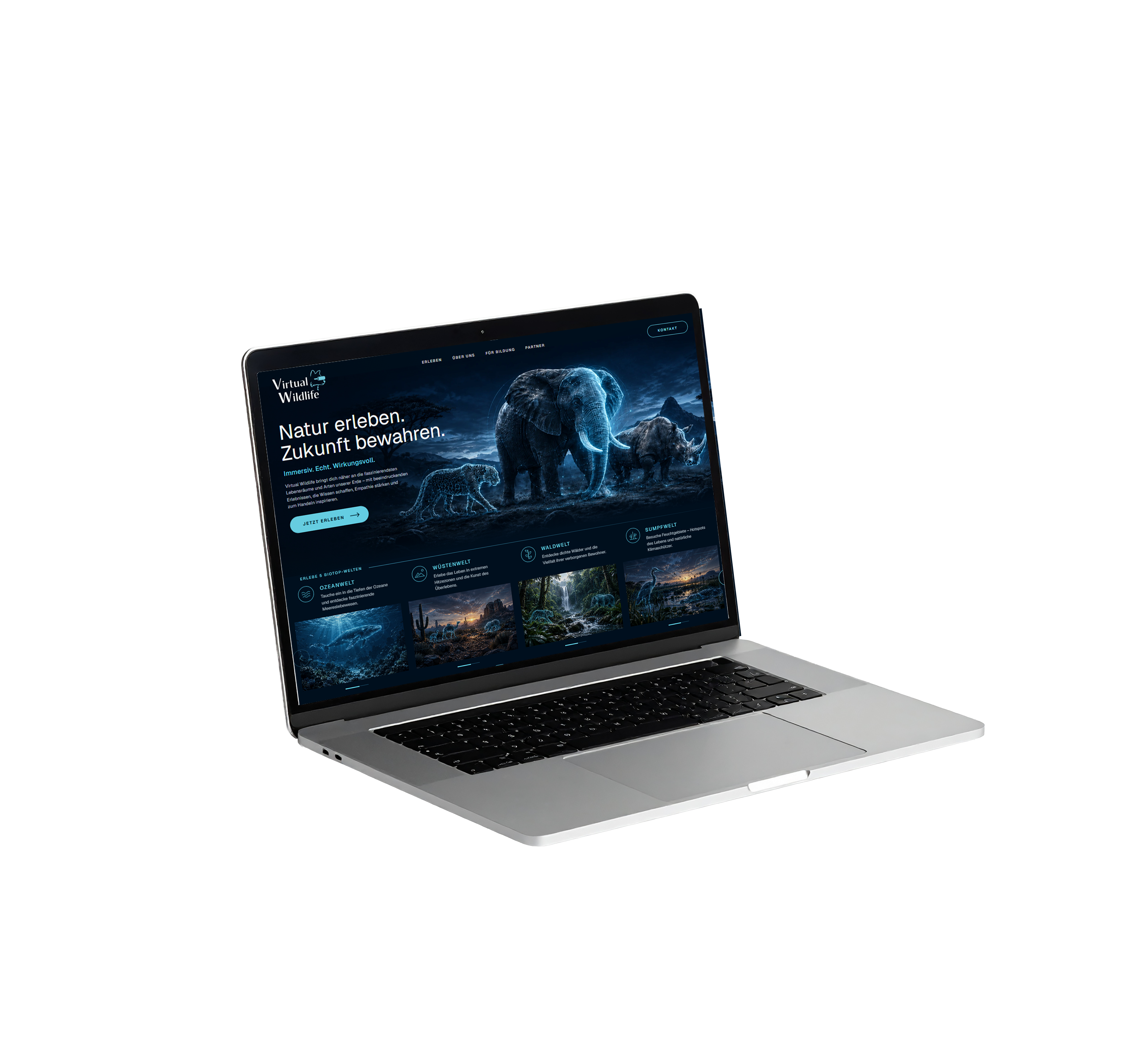 Laptop mit der Virtual-Wildlife-Website