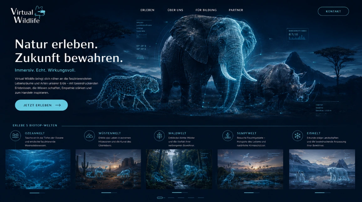 Vorschau der Startseite von Virtual Wildlife