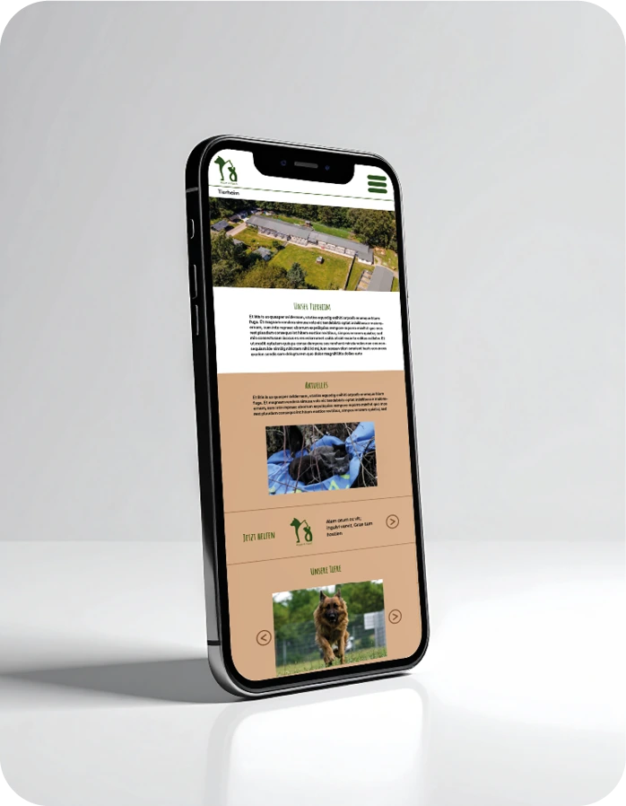 Tierheim-Website als Smartphone-Mockup
