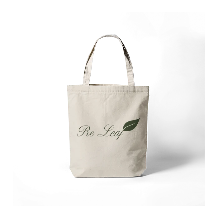 Helle ReLeaf Stofftasche mit grünem Logo